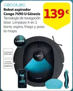 Oferta de Cecotec - Robot Aspirador Conga 7490 U Genesis por 139€ en Alcampo