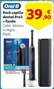 Oferta de Oral B - Pack Cepillo Dental Pro3 + Funda por 39,9€ en Alcampo