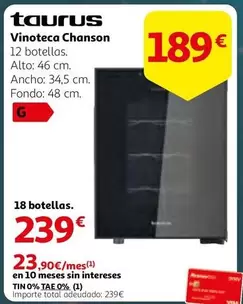 Oferta de Taurus - Vinoteca Chanson por 189€ en Alcampo