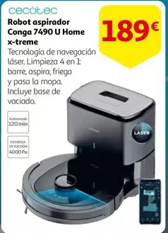 Oferta de Cecotec - Robot Aspirador Conga 7490 U Home X-treme por 189€ en Alcampo