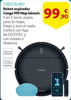 Oferta de Cecotec - Robot Aspirador Conga 999 Map Genesis por 99,9€ en Alcampo