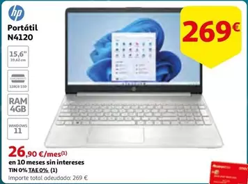 Oferta de HP - Portátil N4120 por 269€ en Alcampo