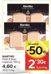 Oferta de Martiko - Paté D'Anec Superior por 4,6€ en Caprabo