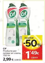 Oferta de Cif - Producte Per Netejar En Crema por 2,99€ en Caprabo