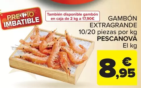 Oferta de Pescanova - Gambon Extragrande 10/20 Piezas Por Kg  por 8,95€ en Carrefour