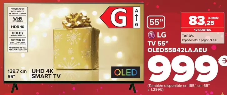 Oferta de LG - Tv 55" OLED55B42LA.AEU por 999€ en Carrefour