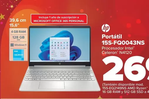 Oferta de HP - Portatil 15S - FQ0043NS por 269€ en Carrefour