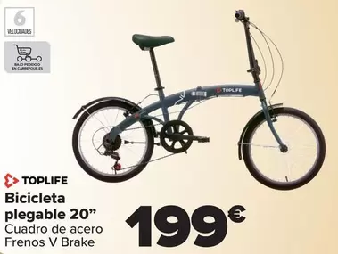 Oferta de Toplife - Bicicleta Plegable 20" por 199€ en Carrefour