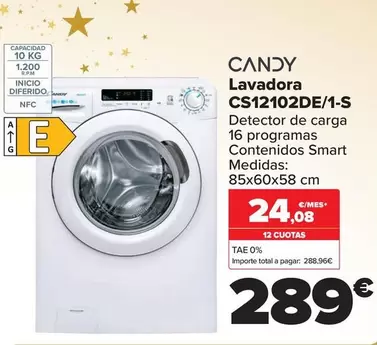 Oferta de Candy - Lavadora CS12102DE/1-S por 289€ en Carrefour