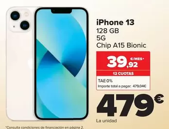 Oferta de Apple - Iphone 13 por 479€ en Carrefour