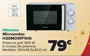 Oferta de Hisense - Microondas H20MOWP1HG por 79€ en Carrefour