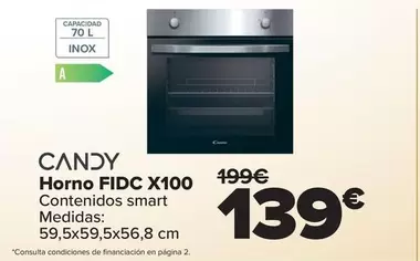 Oferta de Candy - Horno FIDC X100 por 139€ en Carrefour