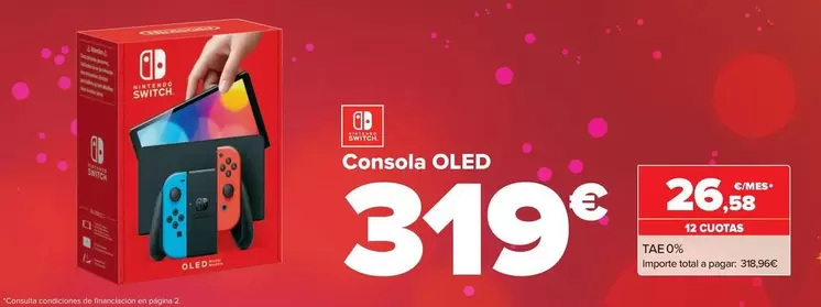 Oferta de Nintendo SWITCH  - Consola Oled por 319€ en Carrefour