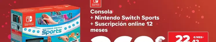 Oferta de Nintendo SWITCH  - Consola + Switch Sports + Suscription Online 12 Meses por 269€ en Carrefour