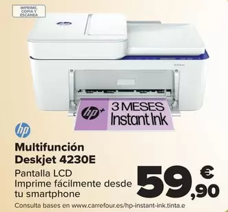 Oferta de HP - Multifuncion Deskjet 4230E por 59,9€ en Carrefour