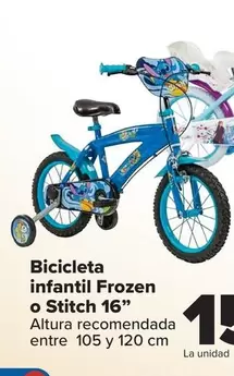 Oferta de Bicicleta Infantil Frozen O Stitch 16" por 159€ en Carrefour