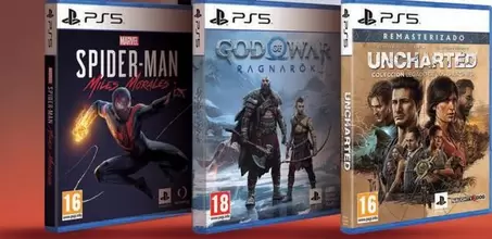 Oferta de Ps5 - Consola + Pack 3 Juegos Spider-man Miles Morales God Of New Ragnanak Y Uncharted Coleccion Legado De Los Ladrones  en Carrefour