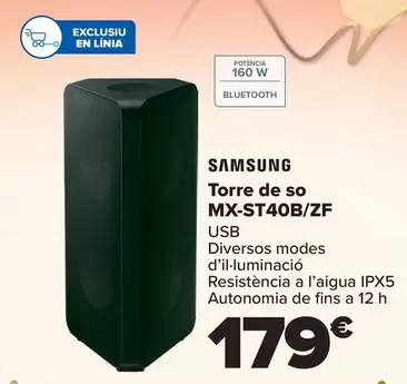 Oferta de Samsung - Torre De Sonido MX-ST40B/ZF por 179€ en Carrefour