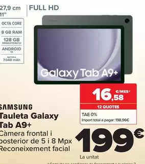 Oferta de Samsung - Tablet Galaxy Tab A9+ por 199€ en Carrefour