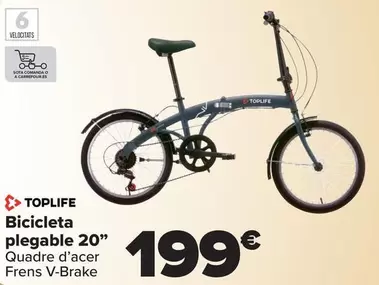 Oferta de Toplife - Bicicleta Plegable 20" por 199€ en Carrefour