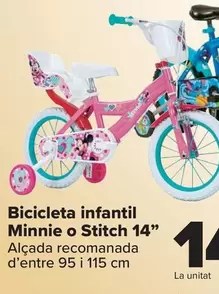 Oferta de Bicicleta Infantil Minnie O Stitch 14" por 149€ en Carrefour