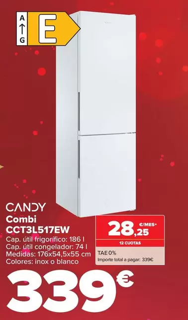 Oferta de Candy - Combi CCT3L517EW por 339€ en Carrefour