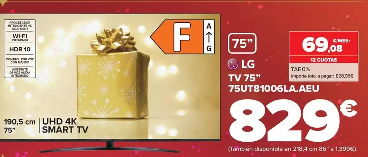 Oferta de LG - Tv 75''  75UT81006LA.AEU por 829€ en Carrefour