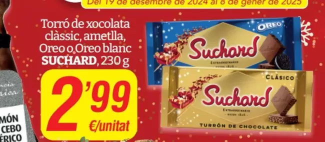 Oferta de Suchard - Torró De Xocolata Classic, Ametlla, Oreo O.Oreo Blanc por 2,99€ en SPAR Fragadis