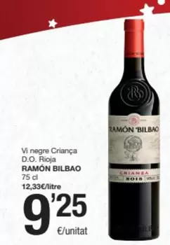 Oferta de Ramón Bilbao - Vi Negre Criança D.o. Rioja por 9,25€ en SPAR Fragadis