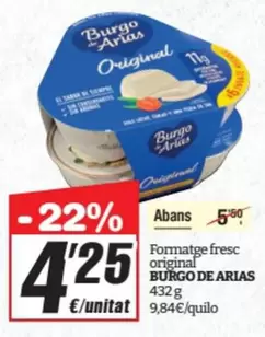 Oferta de Burgo de Arias - Formatge Fresc Original por 4,25€ en SPAR Fragadis