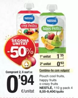 Oferta de Nestlé - Pouch Cool Fruits Happy Fruits O Crazy Fruits por 1,25€ en SPAR Fragadis