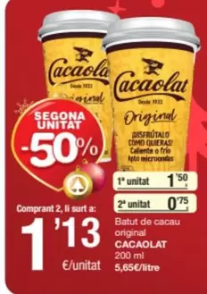 Oferta de Cacaolat - Batut De Cacau Original por 1,5€ en SPAR Fragadis