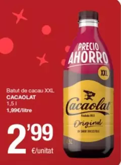 Oferta de Cacaolat - Batut De Cacau Xxl por 2,99€ en SPAR Fragadis