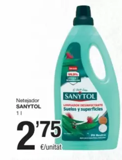 Oferta de Sanytol - Netejador por 2,75€ en SPAR Fragadis