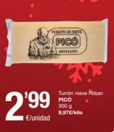 Oferta de Pico - Turron Nieve Riisan por 2,99€ en SPAR Fragadis