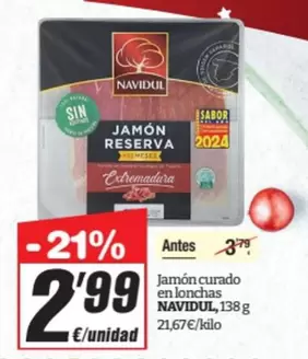 Oferta de Navidul - Jamon Curado En Lonchas por 2,99€ en SPAR Fragadis