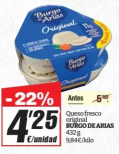 Oferta de Burgo de Arias - Queso Fresco Original por 4,25€ en SPAR Fragadis