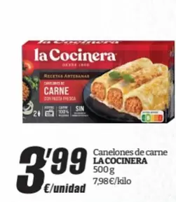 Oferta de La Cocinera - Canelones De Carne por 3,99€ en SPAR Fragadis