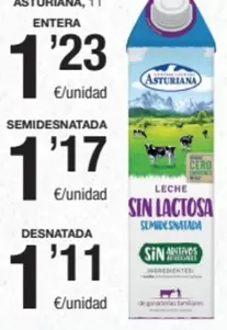 Oferta de La Asturiana - Leche Sin Lactosa Semidesnatada por 1,17€ en SPAR Fragadis