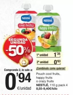 Oferta de Nestlé - Pouch Cool Fruits Happy Fruits O Crazy Fruits por 0,94€ en SPAR Fragadis