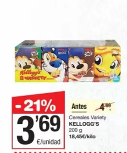 Oferta de Kellogg's - Cereales Variety por 3,69€ en SPAR Fragadis