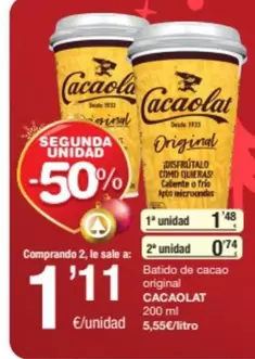 Oferta de Cacaolat - Batido De Cacao Original por 1,48€ en SPAR Fragadis