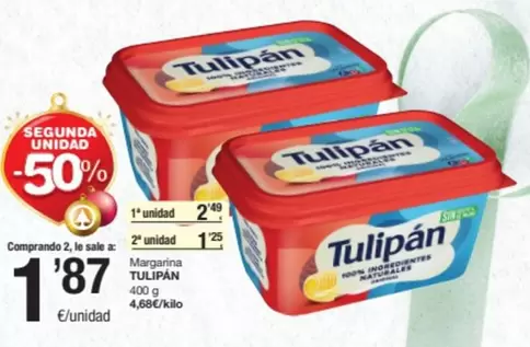 Oferta de Tulipán - Margarina por 2,49€ en SPAR Fragadis