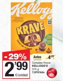 Oferta de Kellogg's - Cereales Krave por 2,99€ en SPAR Fragadis