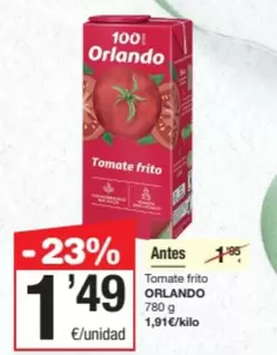 Oferta de Orlando - Tomate Frito por 1,49€ en SPAR Fragadis