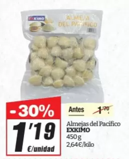 Oferta de Exkimo - Almejas Del Pacifico por 1,19€ en SPAR Fragadis