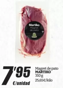 Oferta de Martiko - Magret De Pato por 7,95€ en SPAR Fragadis