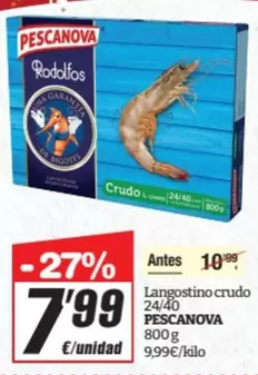 Oferta de Pescanova - Langostino Crudo por 7,99€ en SPAR Fragadis