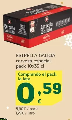 Oferta de Estrella Galicia - Cerveza Especial por 0,59€ en HiperDino