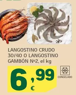 Oferta de Langostino Crudo 30/40 O Langostino Gambon por 6,99€ en HiperDino